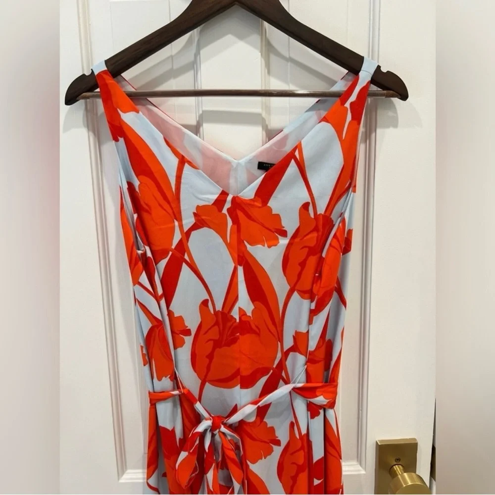 Ann Taylor Women's Tulip Floral Belted Maxi Dress Size 10P - Picture 5 of 9